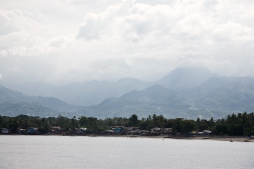 Looking inland as the ferry departs Dumaguete. These volcanic hills reach about 1800m in height.