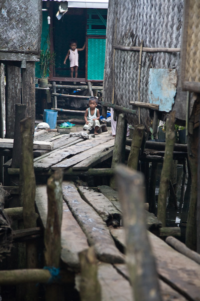 A crazy, rickety village entirely on stilts over the water.